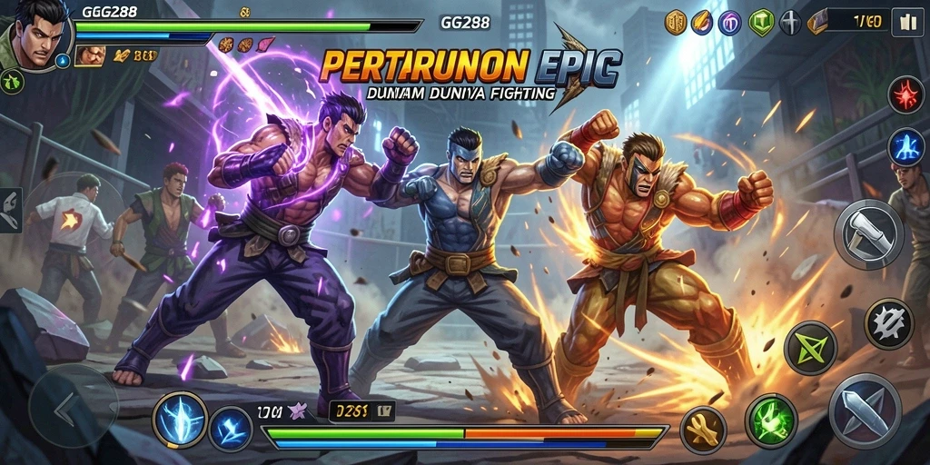 Screenshot gameplay GG288 menunjukkan aksi pertarungan yang mendebarkan.