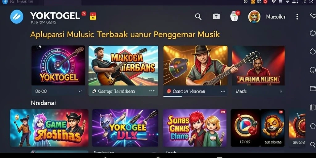 Tampilan gameplay YOKTOGEL yang menampilkan berbagai pilihan musik.